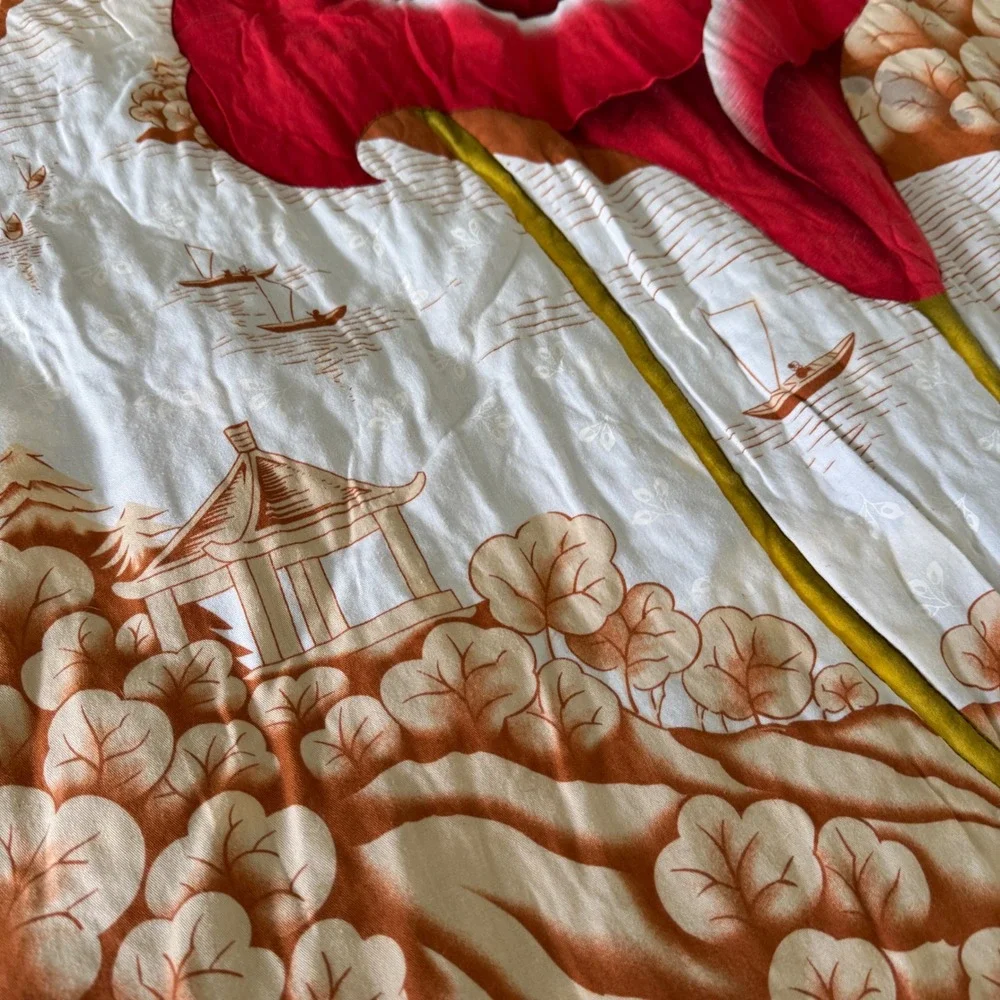 Vintage Orange Calla Lily Floral Zippered Duvet Cover Bedspread Retro 70x84